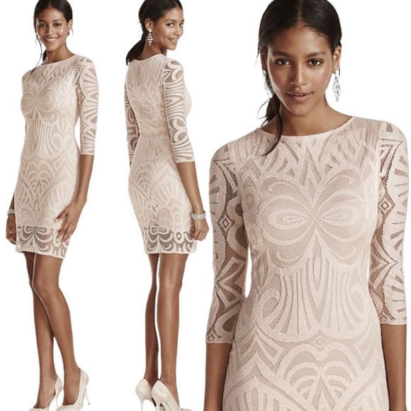 Julia Jordan Blush Pastel Pink Crochet Lace Illusion Sleeve Sheath Shift Dress 2 - Picture 14 of 14